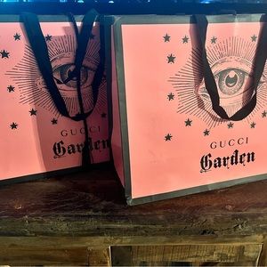 Two GUCCI GARDEN Shopping Bags and a Ribbon